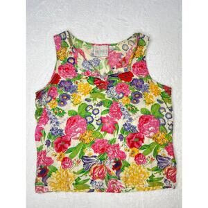 VNTG Passports Pier 1 Imports Floral Tank Blouse 90s Cottage Feminine sz M